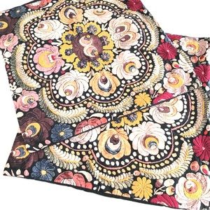 Pottery Barn Euro Pillow Sham Set Black and Gold Flora